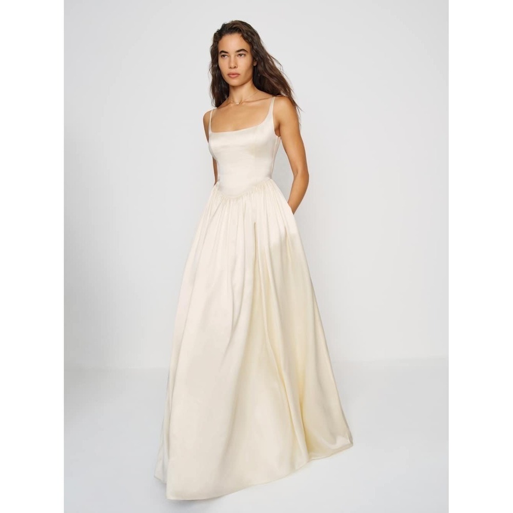 Reformation Liz Silk Dress Ivory Wedding Gown Brand New Size 6